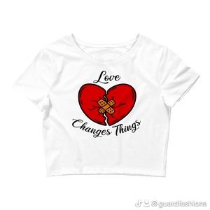 Love changes things cropped tee style is from Bella Canvas